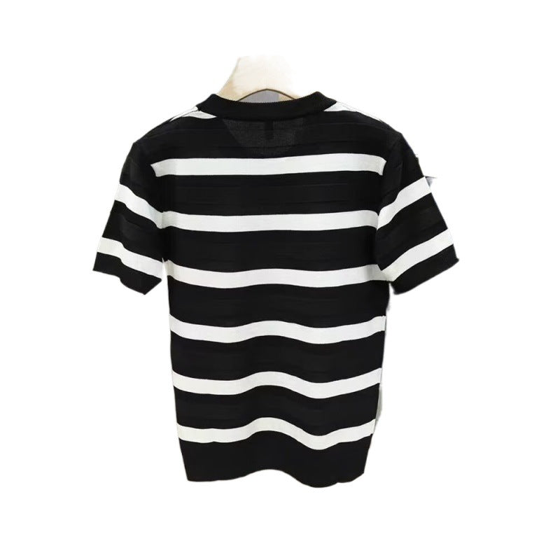 Herren Kurzarm T-Shirt mit modernem Streifenmuster Echoarchiv