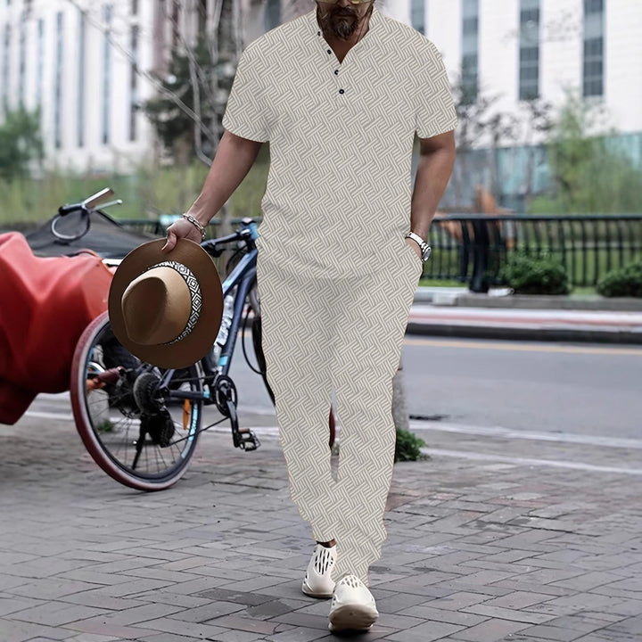 Herren Jumpsuit mit modischem Webmuster und praktischen Taschen Echoarchiv
