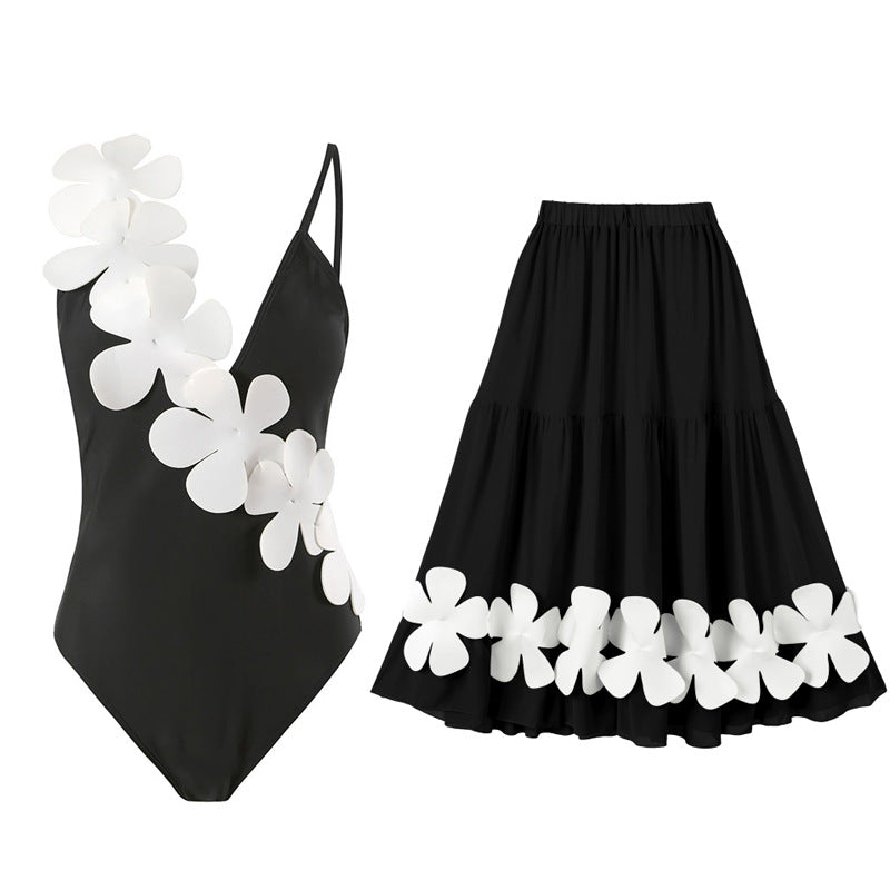 Damen Eleganter Einteiler Badeanzug mit floralem 3D-Design Echo Archiv