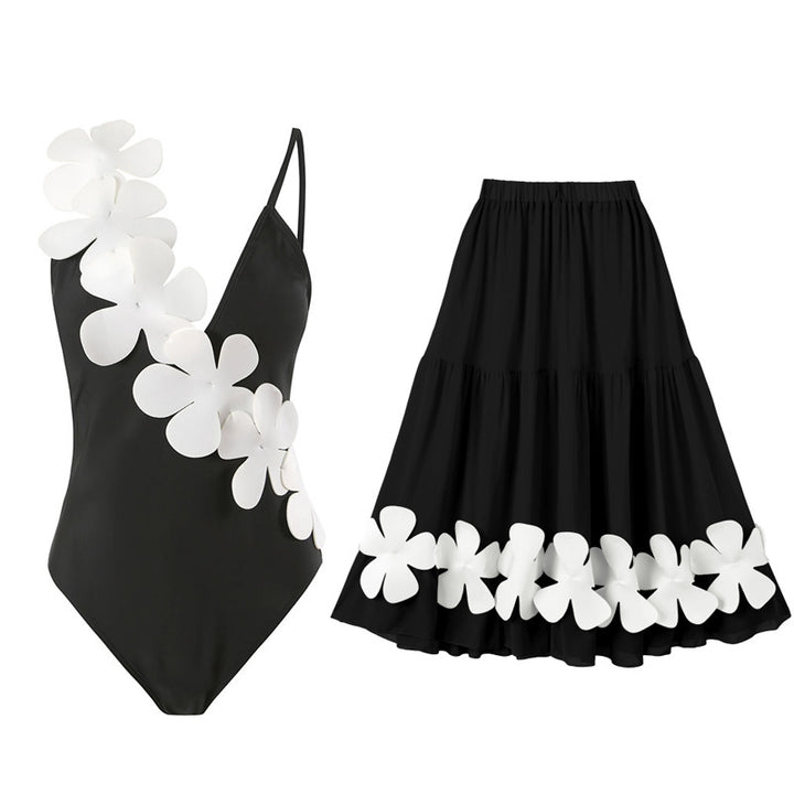 Damen Eleganter Einteiler Badeanzug mit floralem 3D-Design Echo Archiv