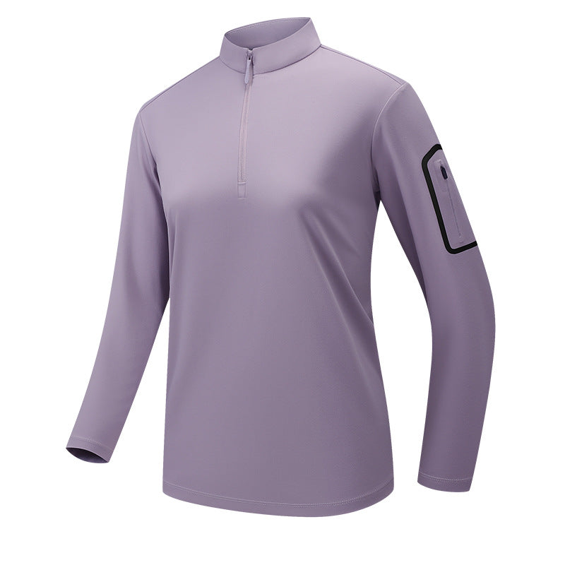 Herren Funktionelles Langarm-Trainingstop mit Stehkragen und Reißverschluss-Ärmeltasche Echo Archiv