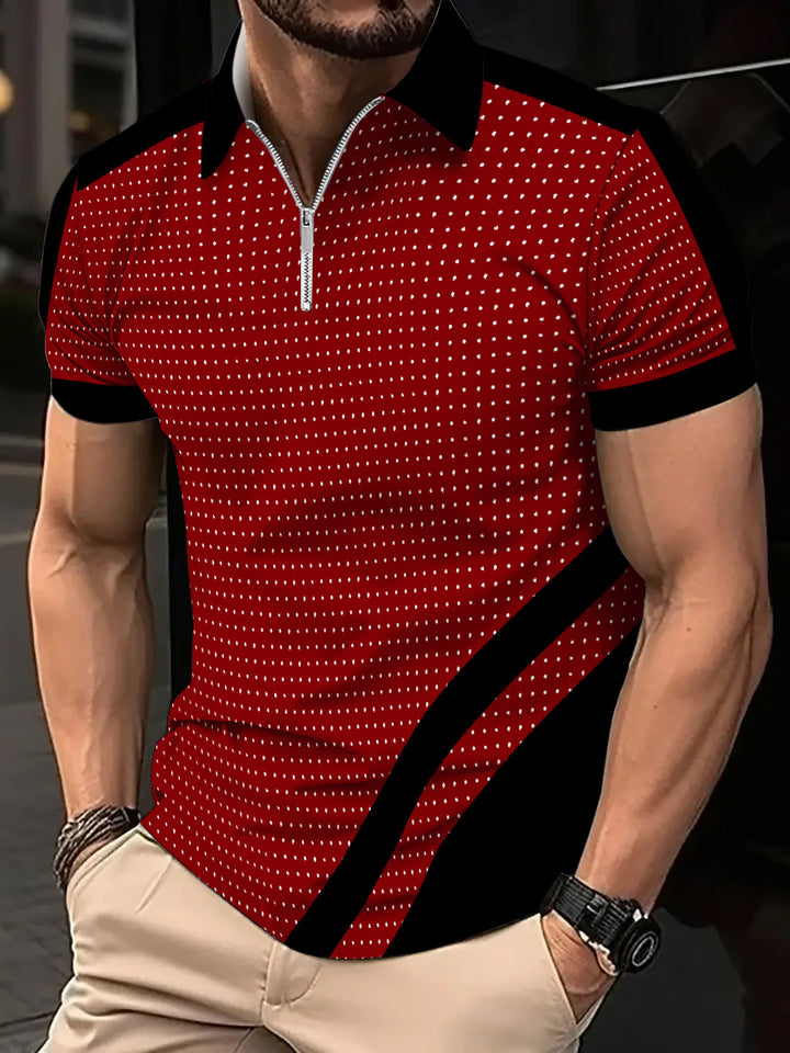 Herren Sportliches Kurzarm-Poloshirt mit modernem Reißverschluss Echoarchiv