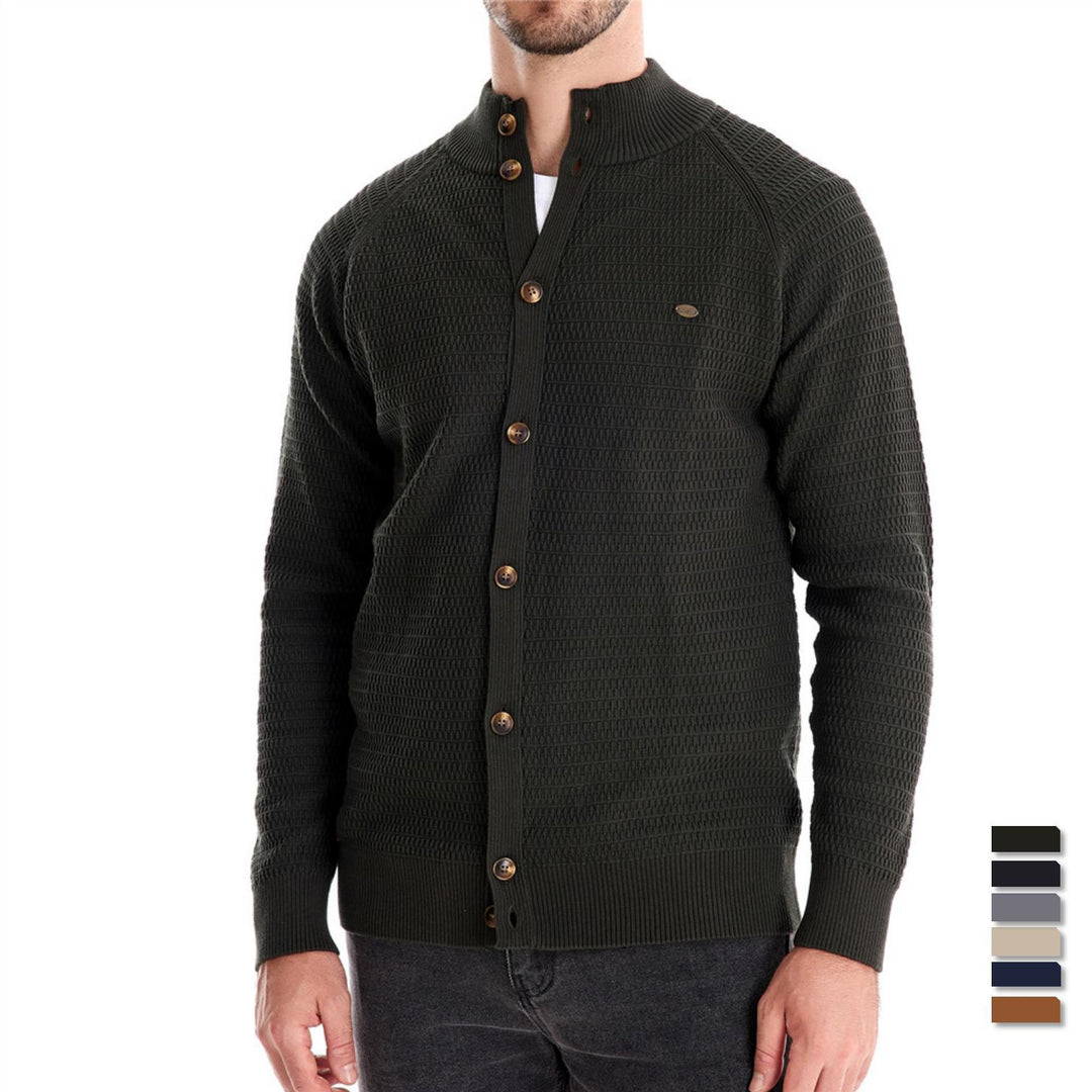 Herren Strickjacke mit strukturiertem Design und praktischen Knöpfen Echoarchiv