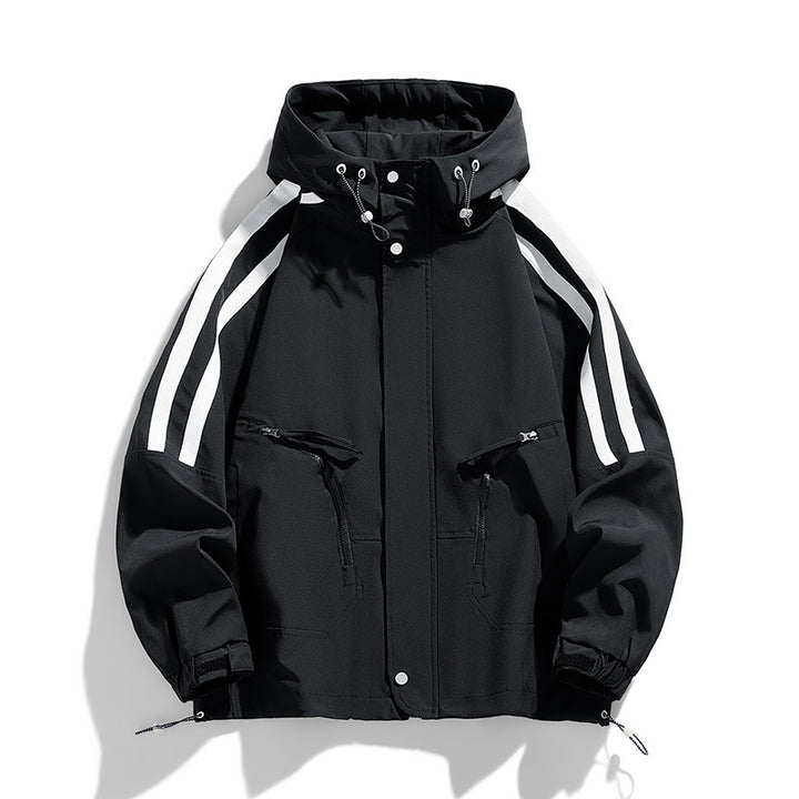 Unisex Sportlich-urbaner Kapuzen-Windbreaker mit Kontraststreifen Echo Archiv