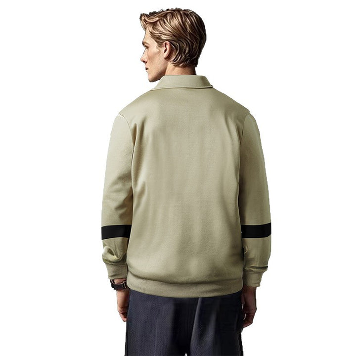 Herren Relaxed Polo-Sweatshirt mit Druckknopf-Blende und Kontrastarmdetails Echoarchiv