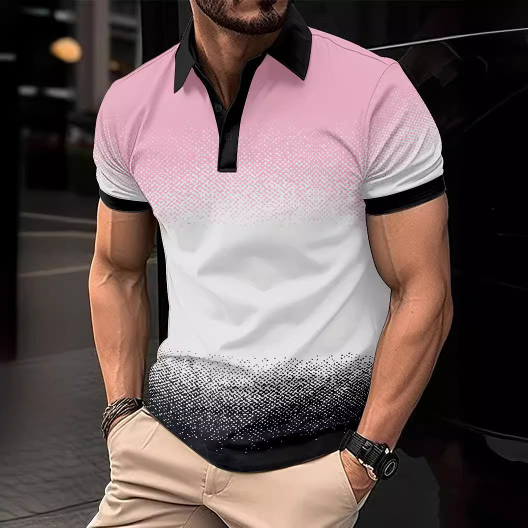 Herren Poloshirt mit modernem Farbverlauf und kurzem Kragen Echoarchiv