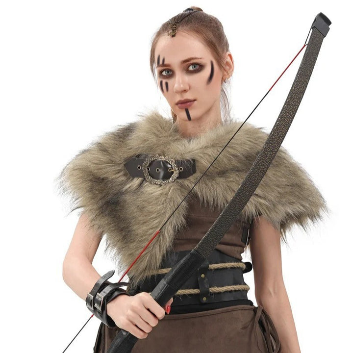 Damen Schultercape aus Kunstpelz mit asymmetrischem Saum und Ziergürtel Echo Archiv