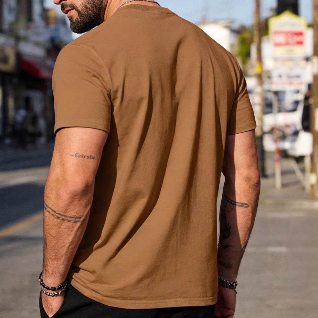Herren nan körperbetontes hochwertiges Baumwollshirt mit Rundhalsausschnitt Echo Archiv