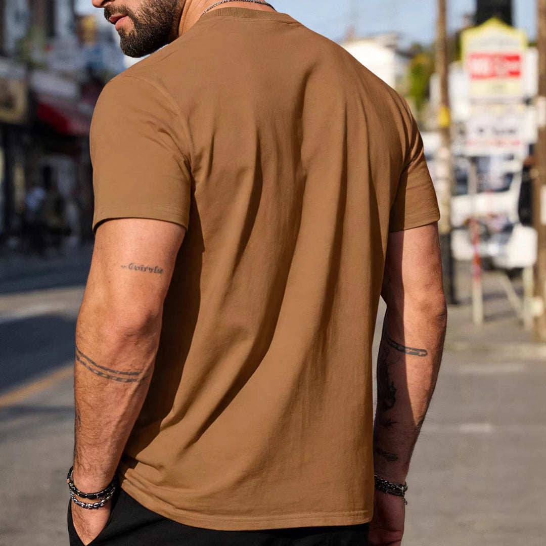 Herren nan körperbetontes hochwertiges Baumwollshirt mit Rundhalsausschnitt Echoarchiv