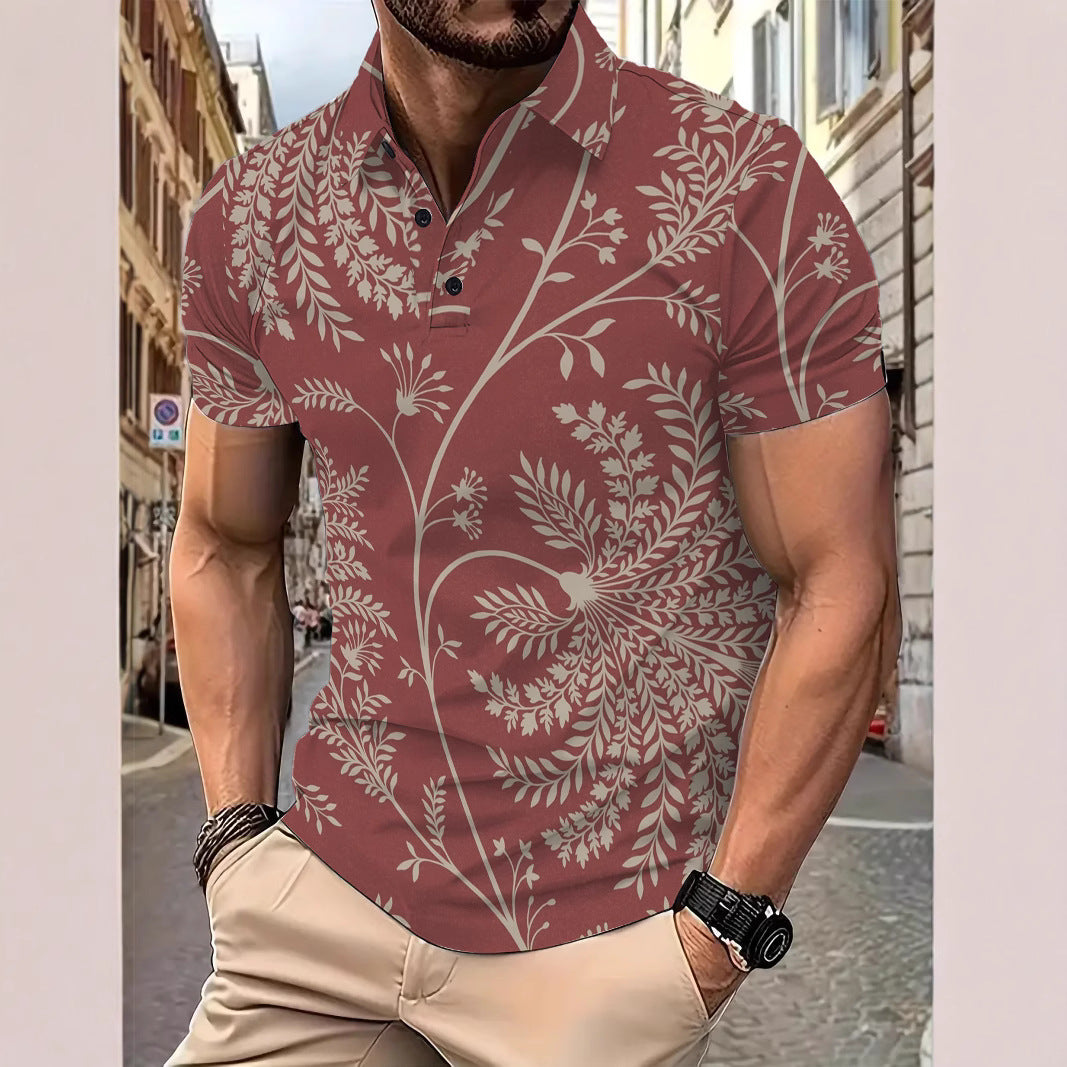 Herren Poloshirt mit floralem Druck und modernem Schnitt Echoarchiv