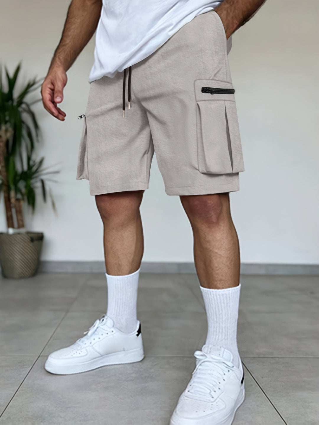 Herren Utility Cargo Shorts mit Reißverschluss Taschen Echoarchiv