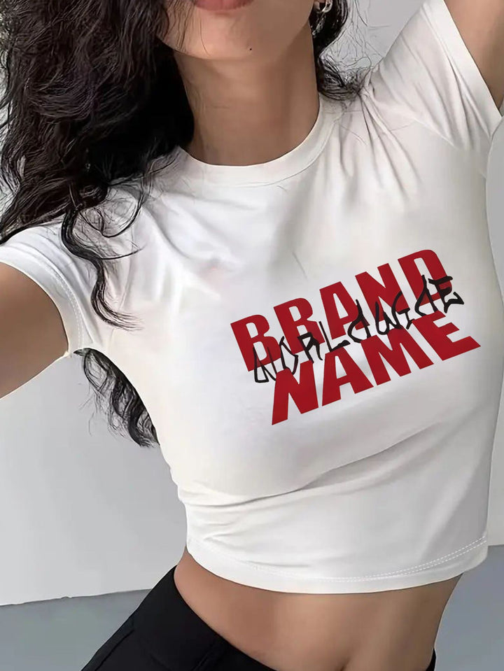 Damen Kurzarm T-Shirt mit aufgedrucktem Lippenmotiv Echo Archiv