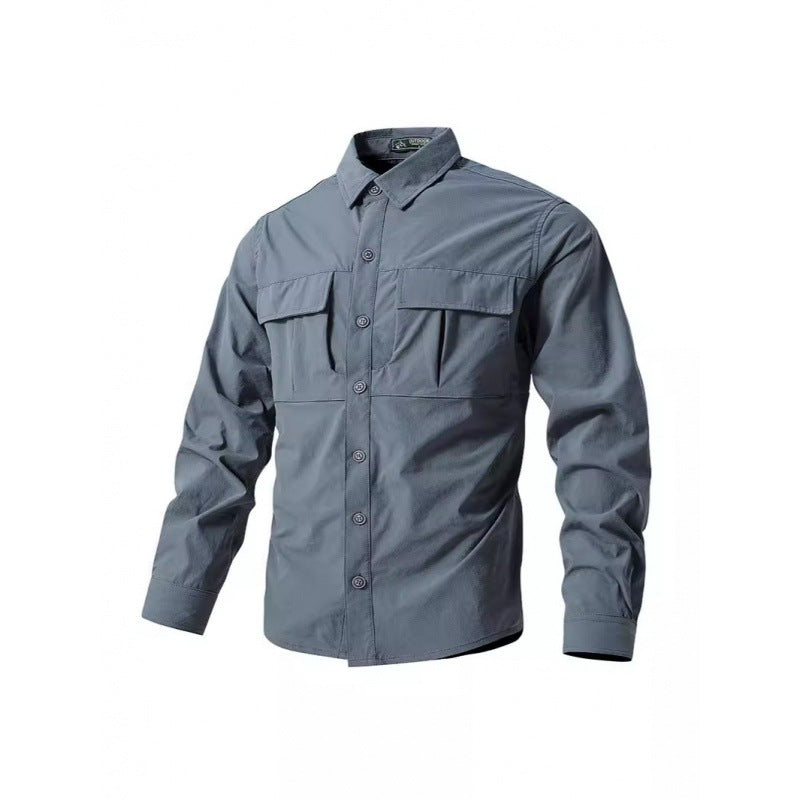 Herren Leichte Hemdenjacke im Utility‑Stil mit aufgesetzten Brustklappen und Knopfleiste Echo Archiv