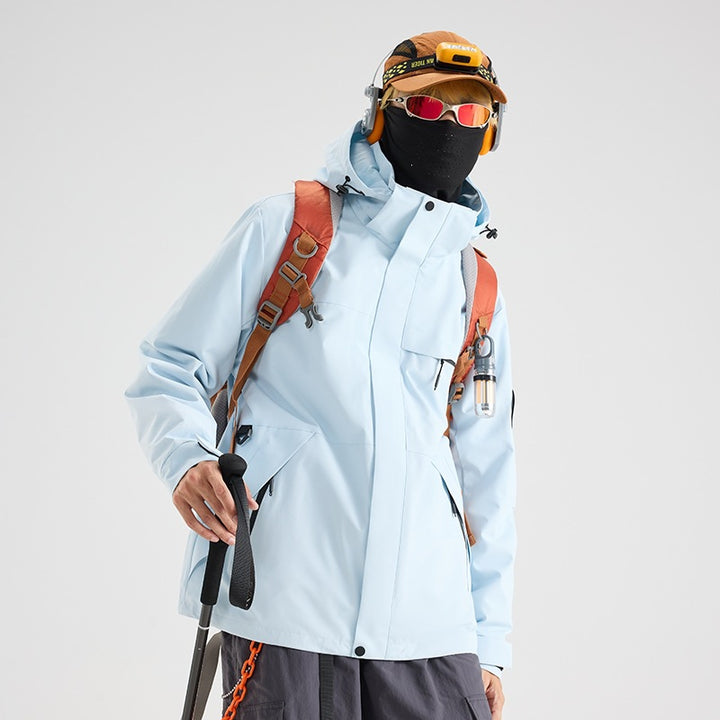 Herren Wasserdichte Outdoor-Softshelljacke mit Kapuze, hohem Stehkragen & Reißverschlusstaschen Echoarchiv