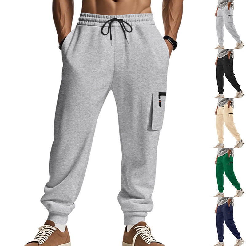 Herren Cargo-Jogginghose mit Reißverschluss-Cargotasche, elastischem Bund und geripptem Saum – Bravaro