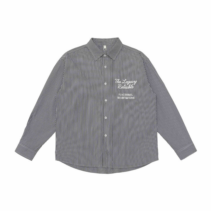 Unisex Oversize Streifenhemd mit Stickdetail und Kentkragen Echoarchiv