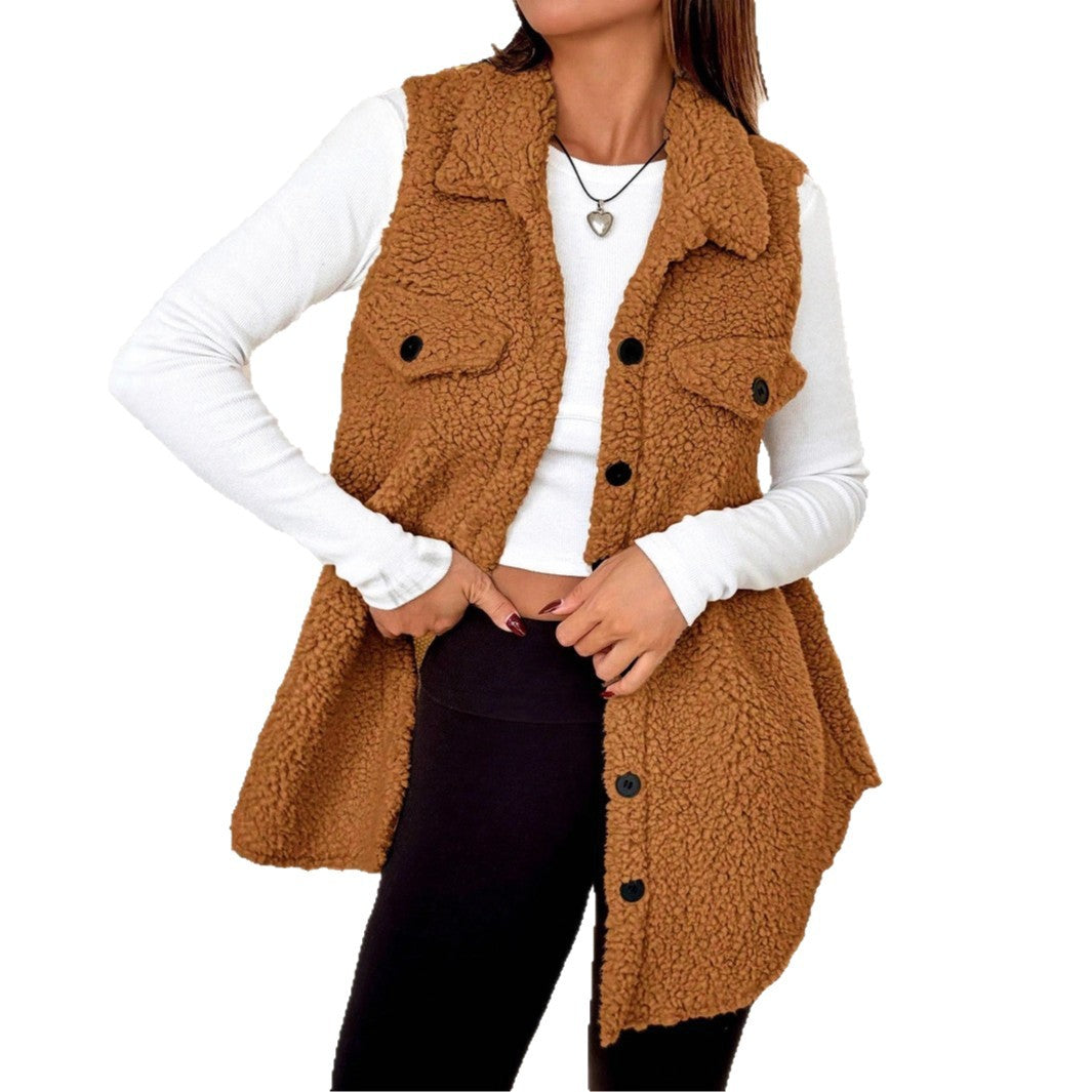 Damen Teddy-Weste mit Taschen Echoarchiv