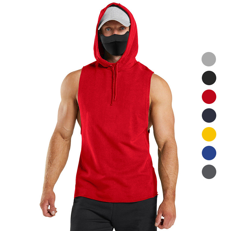 Herren ärmelloses Kapuzenshirt mit integrierter Maske und modischem Design Echoarchiv