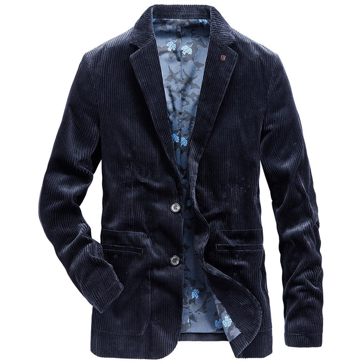 Herren Cordblazer aus Feincord mit gemustertem Innenfutter und Revers – Tianoro