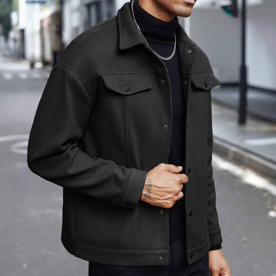 Herren nan Hemdjacke aus Wollmischung mit Druckknöpfen und Pattentaschen Echo Archiv