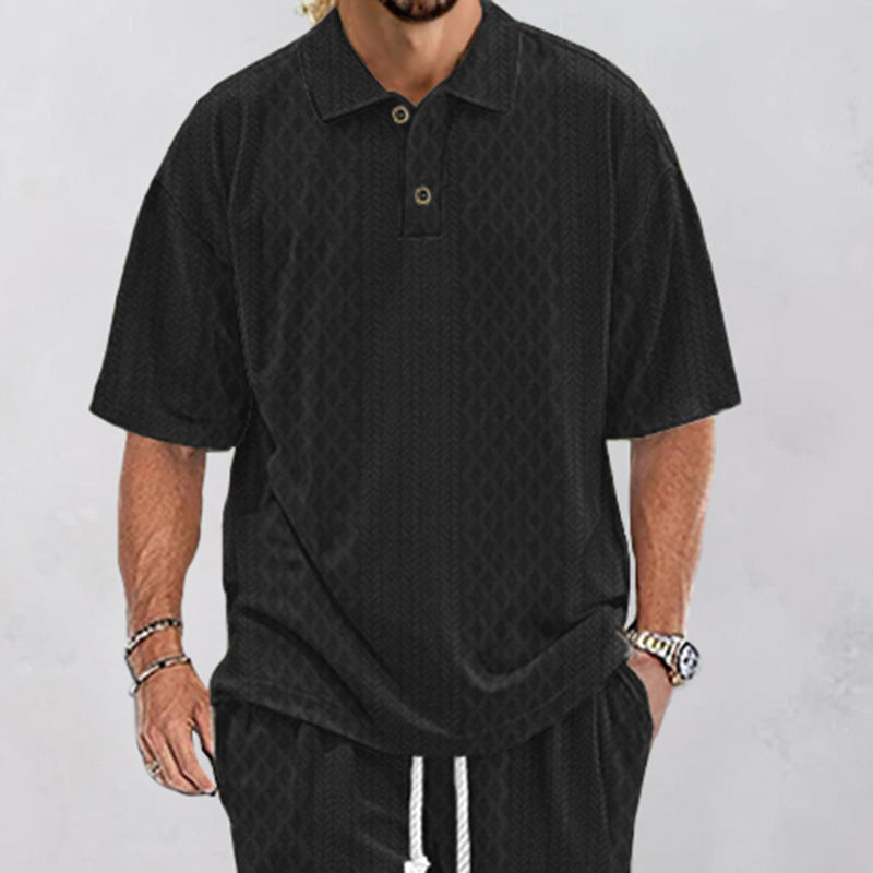 Herren Polohemd mit strukturiertem Design und bequemer Passform Echoarchiv