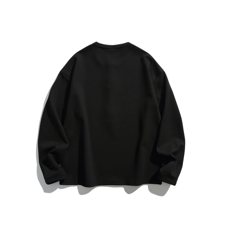 Unisex Waffelstrick-Henleyshirt mit Knopfleiste und Rundhalsausschnitt Echoarchiv