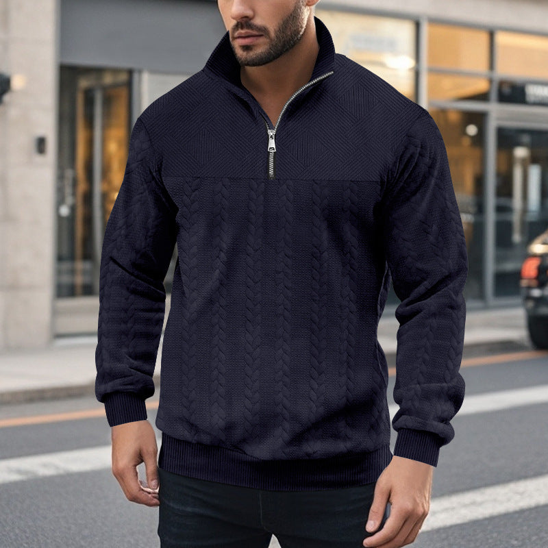 Herren Strickpullover mit Reißverschluss und modernem Zopfdesign Echoarchiv