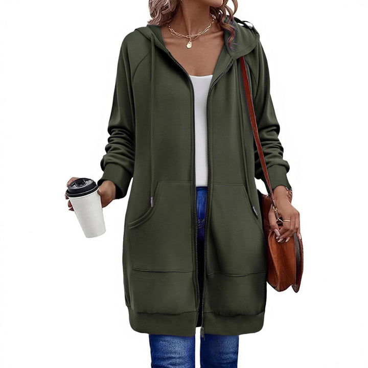 Damen Langer Zip‑Hoodie mit Oversize‑Silhouette, Kängurutaschen und Rippbündchen – Auréline