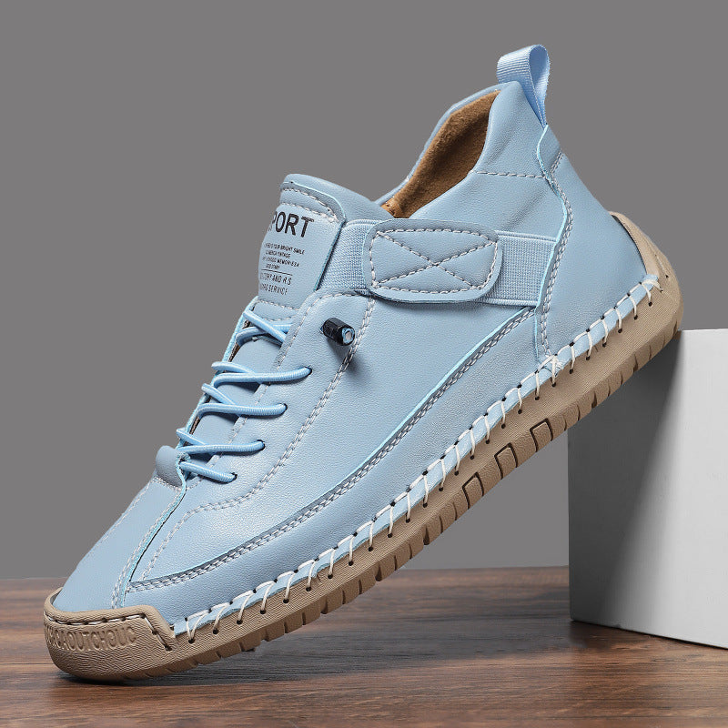 Herren Ledernachahmender Freizeit‑Sneaker mit Klettriemen, Mokassinnaht & profilierter Gummisohle Echoarchiv