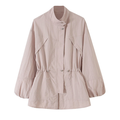 Damen Taillierte Windjacke mit Tunnelzug, Stehkragen und Ballonärmeln Echo Archiv