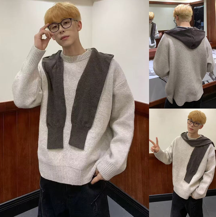 Damen Modischer Grobstrickpullover mit Kragen Echoarchiv