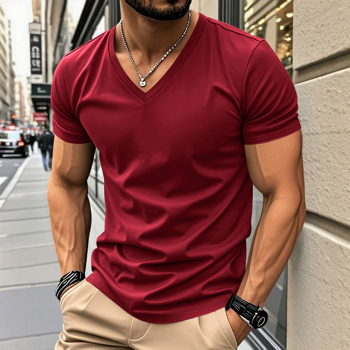Herren V-Ausschnitt T-Shirt aus atmungsaktiver und schnelltrocknender Baumwolle Echoarchiv