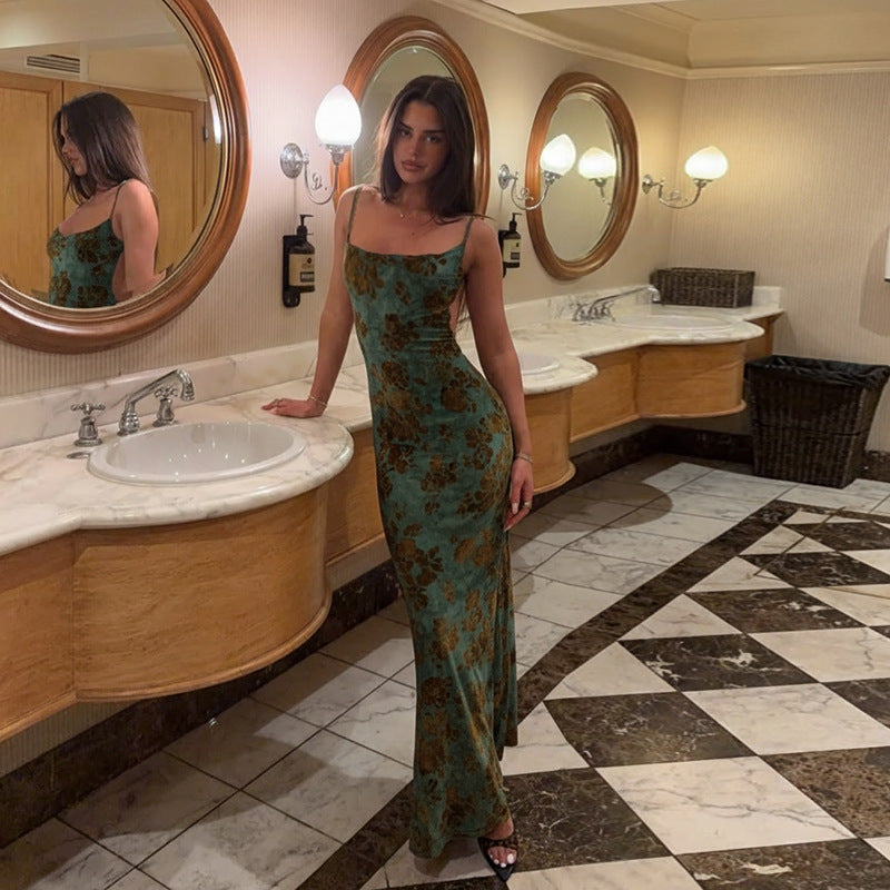 Damen Maxikleid mit floralen Mustern und schmalem Schnitt Echo Archiv