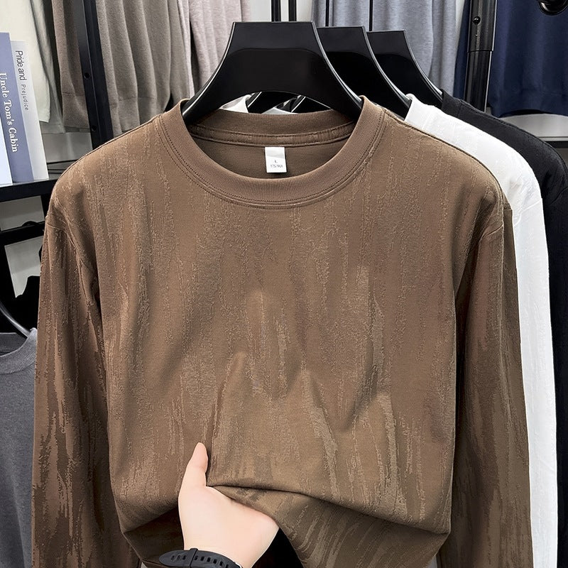 Herren Feinstrukturiertes Langarmshirt mit Rundhals und dezenter Jacquardstruktur Echo Archiv
