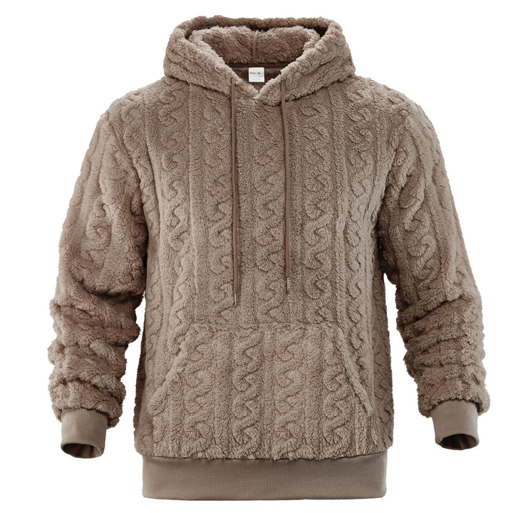 Herren Sherpa-Kapuzenpullover mit Zopfmuster, Kängurutasche und Rippbündchen Echoarchiv