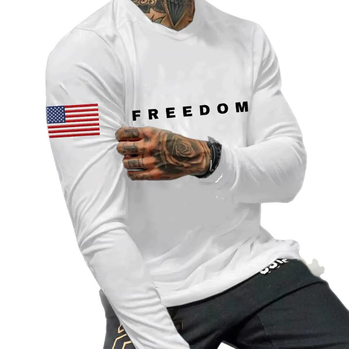 Herren Langarmshirt mit amerikanischem Flaggenmotiv Echoarchiv