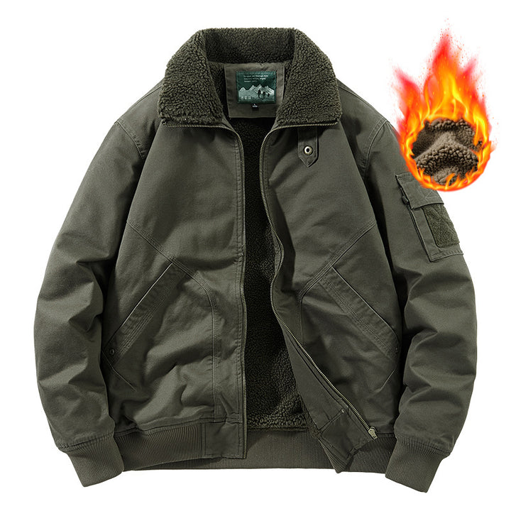 Herren nan schwerer Canvas-Bomber mit wärmendem Sherpa-Innenfutter, ergonomischen Nähten und verdeckter Reißverschlussleiste Echo Archiv