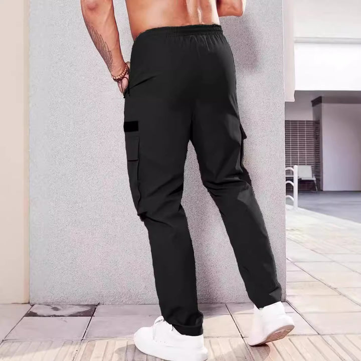 Herren Slim‑Tapered Utility‑Cargohose mit elastischem Bund, Kordelzug & Mehrfachklapptaschen Echo Archiv