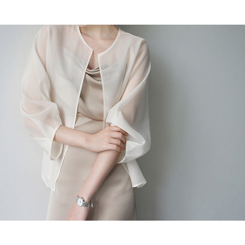Damen Elegante Chiffonjacke mit weit ausgestellten Ärmeln Echoarchiv