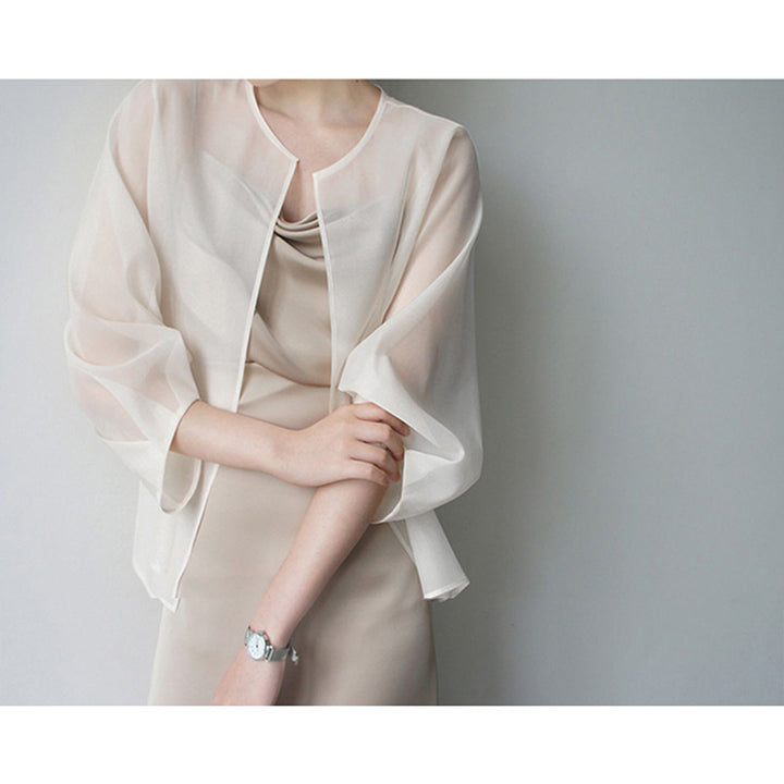 Damen Elegante Chiffonjacke mit weit ausgestellten Ärmeln Echoarchiv