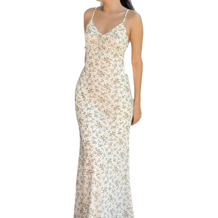 Damen Exquisites Trägerkleid mit floralem Muster und bindbarem Dekolleté Echo Archiv