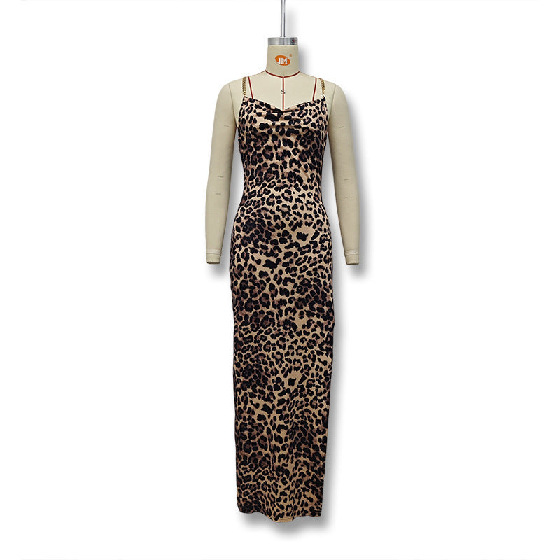 Damen Elegantes Maxikleid mit raffiniertem Leo-Muster Echo Archiv