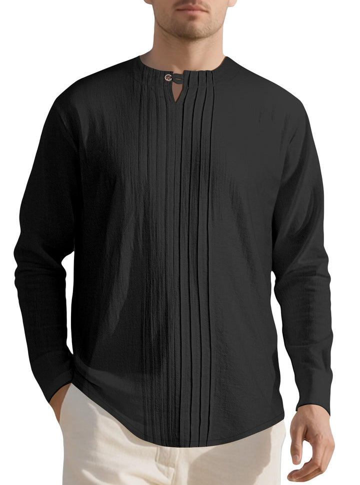 Herren elegantes Langarmhemd mit strukturiertem Design und angesagtem Stehkragen Echoarchiv