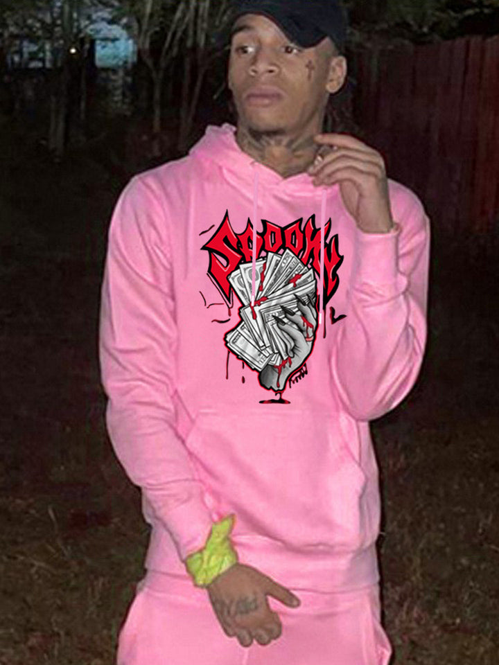 Herren Hoodie mit auffälligem Grafikerdruck und bequemen Kängurutaschen Echoarchiv