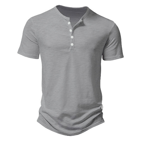 Herren Kurzarm-Henley-T-Shirt mit atmungsaktivem Design und praktischen Knöpfen Echoarchiv