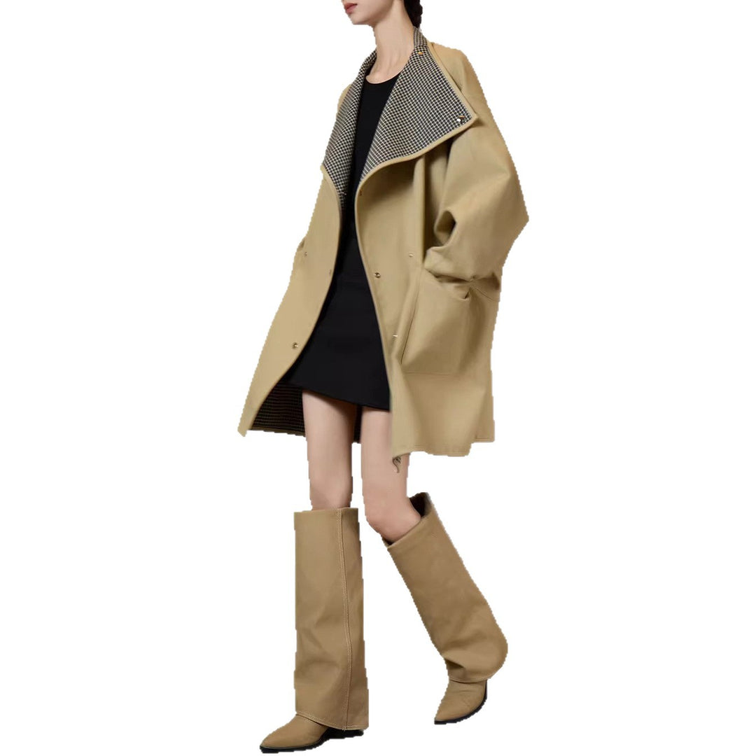 Damen Oversized Übergangsjacke mit kontrastierendem Kragen Echoarchiv