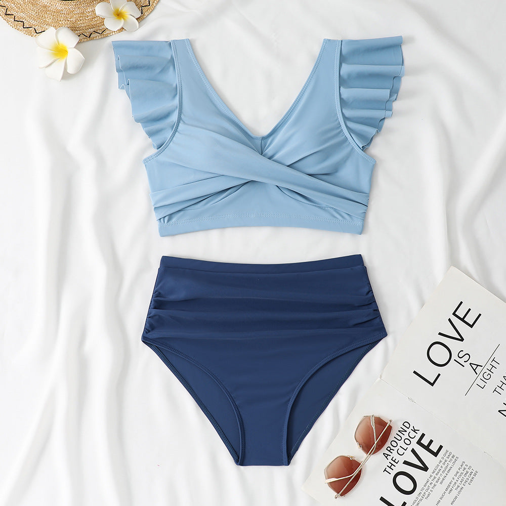 Damen Zweiteiliges High-Waist Bikini-Set mit Rüschendetails Echo Archiv