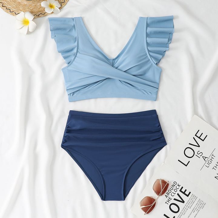 Damen Zweiteiliges High-Waist Bikini-Set mit Rüschendetails Echo Archiv