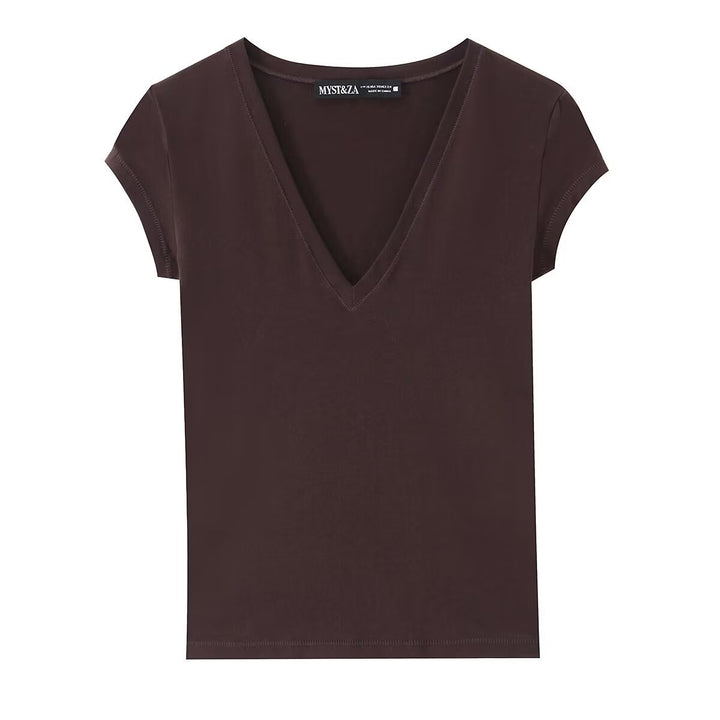 Damen V-Pullover aus hochwertigem Baumwollmix mit kurzer Ärmellänge Echo Archiv