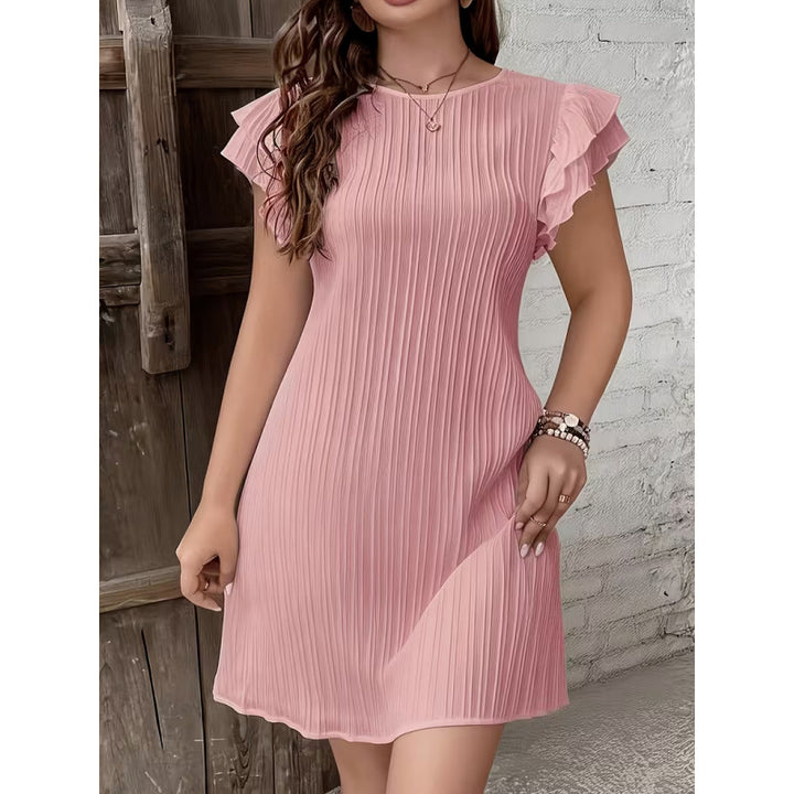 Damen Plissiertes Kurzkleid mit Rüschendetails Echo Archiv